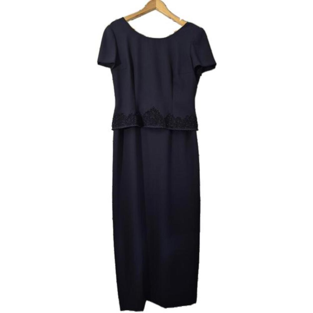 Donna Morgan Vintage Navy Blue Straight Fit Midi Length Dress Short
